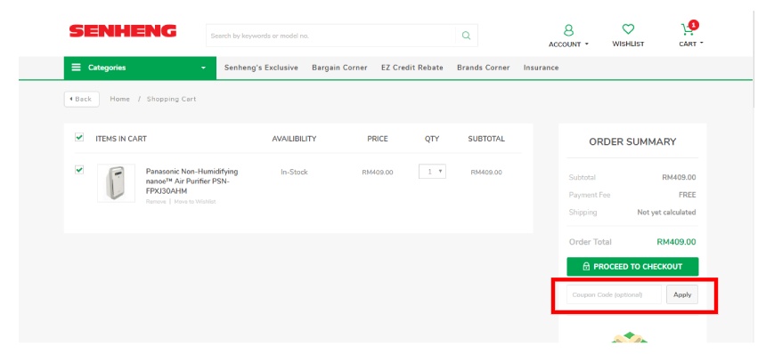 Apply Senheng Promo Code