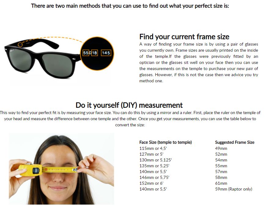 SmartBuyGlasses Size Guide